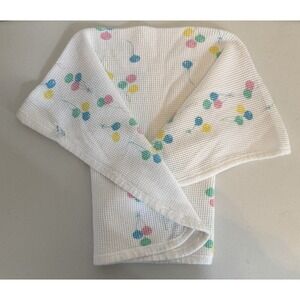 BABY MORGAN White Pastel Balloons 100% Cotton Thermal Receiving Blanket USA Vtg